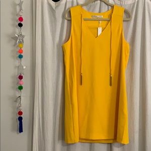 Trina Turk golden yellow dress with pockets